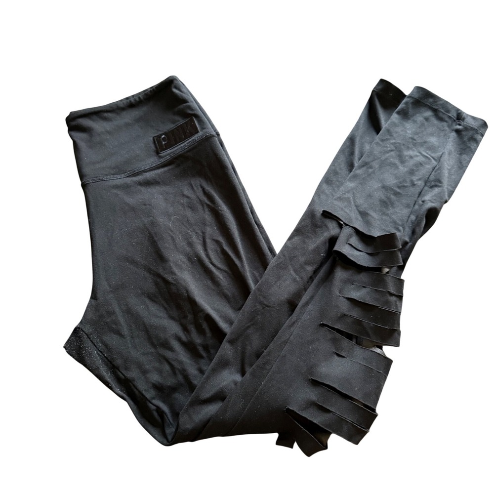 PINK Leggings Distressed Slash Ultimate Black Medium
